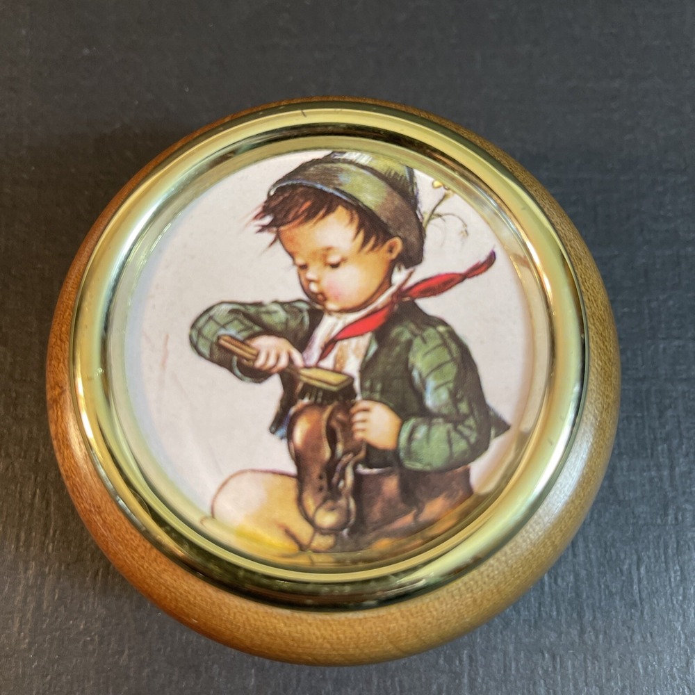 Vintage Reuge Swiss‎ Wood Music Box Bucherer Romance Song 3.5" Round